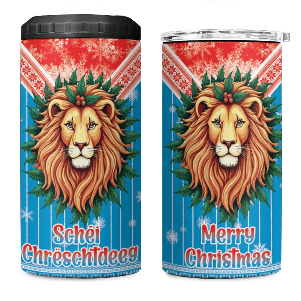 Luxembourg Christmas 4 in 1 Can Cooler Tumbler Schei Chreschtdeeg Xmas Pattern - Wonder Print Shop