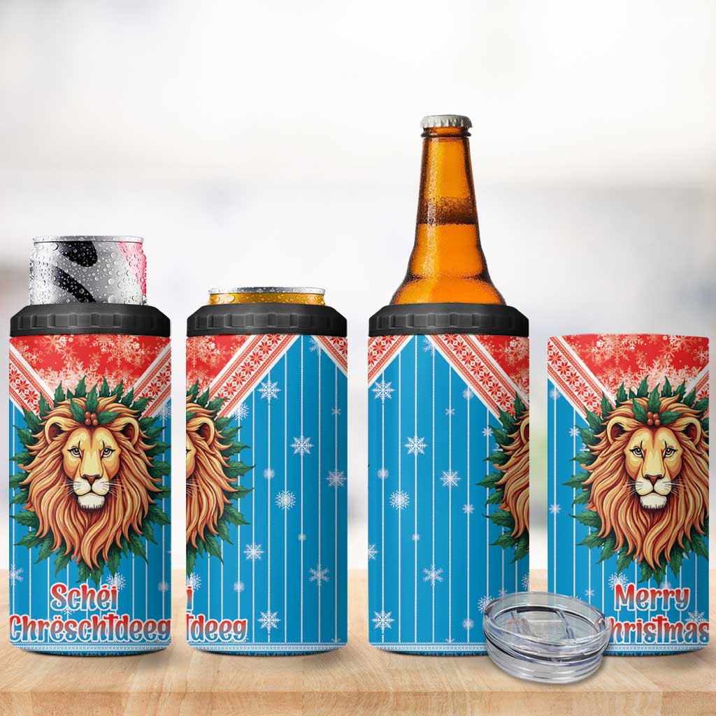 Luxembourg Christmas 4 in 1 Can Cooler Tumbler Schei Chreschtdeeg Xmas Pattern - Wonder Print Shop