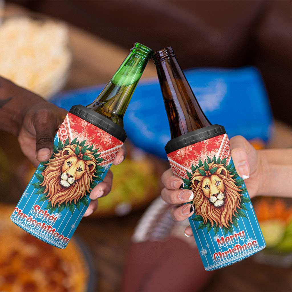 Luxembourg Christmas 4 in 1 Can Cooler Tumbler Schei Chreschtdeeg Xmas Pattern - Wonder Print Shop