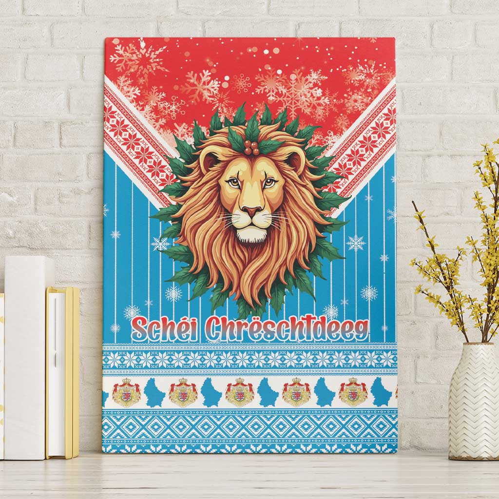 Luxembourg Christmas Canvas Wall Art Schei Chreschtdeeg Xmas Pattern - Wonder Print Shop