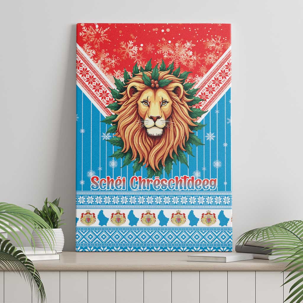 Luxembourg Christmas Canvas Wall Art Schei Chreschtdeeg Xmas Pattern - Wonder Print Shop