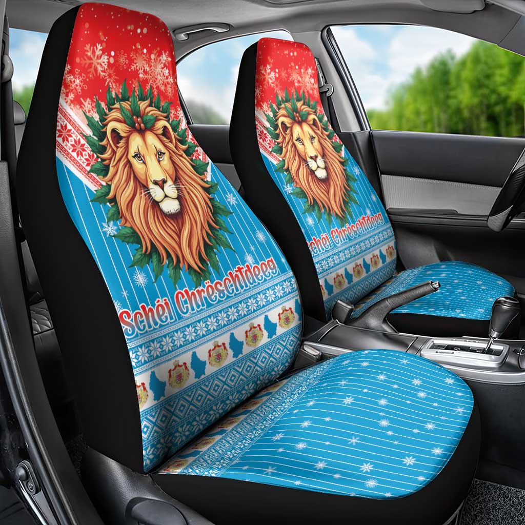 Luxembourg Christmas Car Seat Cover Schei Chreschtdeeg Xmas Pattern - Wonder Print Shop