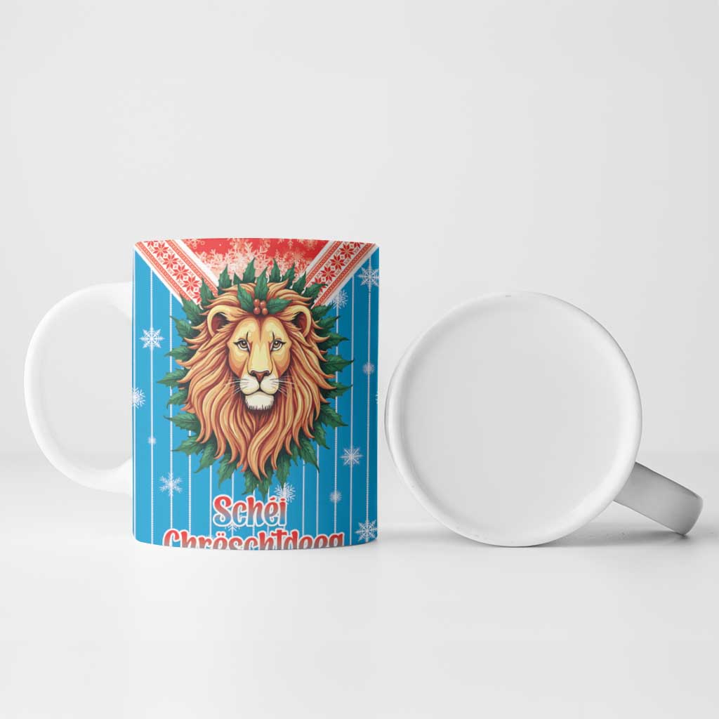 Luxembourg Christmas Ceramic Mug Schei Chreschtdeeg Xmas Pattern - Wonder Print Shop