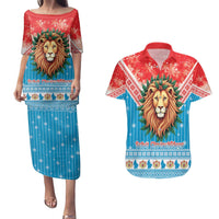 Luxembourg Christmas Couples Matching Puletasi and Hawaiian Shirt Schei Chreschtdeeg Xmas Pattern - Wonder Print Shop