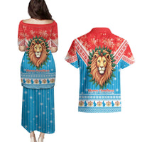Luxembourg Christmas Couples Matching Puletasi and Hawaiian Shirt Schei Chreschtdeeg Xmas Pattern - Wonder Print Shop