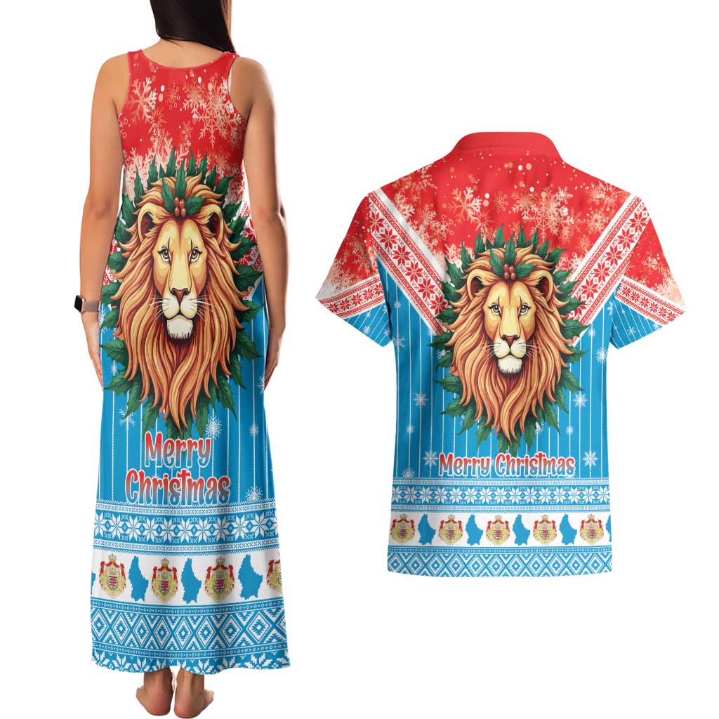 Luxembourg Christmas Couples Matching Tank Maxi Dress and Hawaiian Shirt Schei Chreschtdeeg Xmas Pattern - Wonder Print Shop