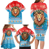 Luxembourg Christmas Family Matching Long Sleeve Bodycon Dress and Hawaiian Shirt Schei Chreschtdeeg Xmas Pattern - Wonder Print Shop