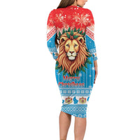 Luxembourg Christmas Family Matching Long Sleeve Bodycon Dress and Hawaiian Shirt Schei Chreschtdeeg Xmas Pattern - Wonder Print Shop