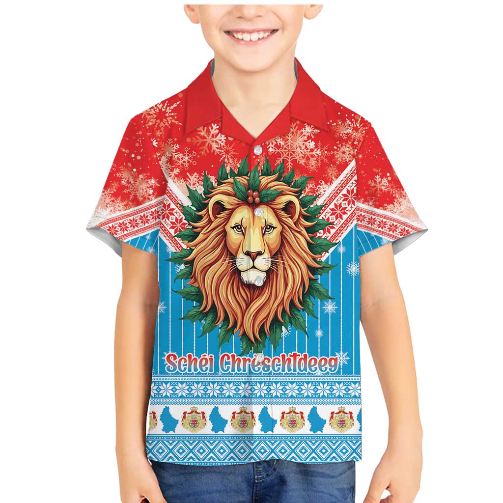 Luxembourg Christmas Family Matching Mermaid Dress and Hawaiian Shirt Schei Chreschtdeeg Xmas Pattern - Wonder Print Shop