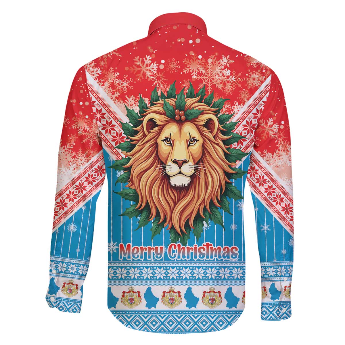 Luxembourg Christmas Family Matching Off The Shoulder Long Sleeve Dress and Hawaiian Shirt Schei Chreschtdeeg Xmas Pattern - Wonder Print Shop