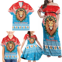 Luxembourg Christmas Family Matching Off Shoulder Maxi Dress and Hawaiian Shirt Schei Chreschtdeeg Xmas Pattern - Wonder Print Shop