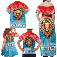 Luxembourg Christmas Family Matching Off Shoulder Maxi Dress and Hawaiian Shirt Schei Chreschtdeeg Xmas Pattern - Wonder Print Shop