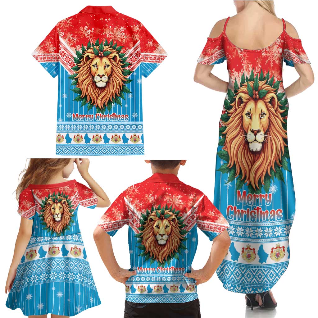 Luxembourg Christmas Family Matching Summer Maxi Dress and Hawaiian Shirt Schei Chreschtdeeg Xmas Pattern - Wonder Print Shop