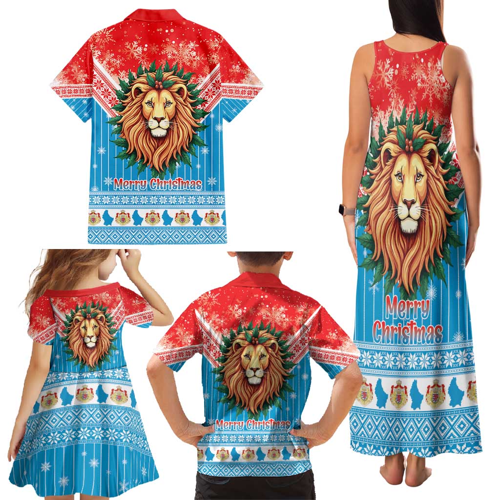 Luxembourg Christmas Family Matching Tank Maxi Dress and Hawaiian Shirt Schei Chreschtdeeg Xmas Pattern - Wonder Print Shop