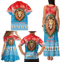 Luxembourg Christmas Family Matching Tank Maxi Dress and Hawaiian Shirt Schei Chreschtdeeg Xmas Pattern - Wonder Print Shop
