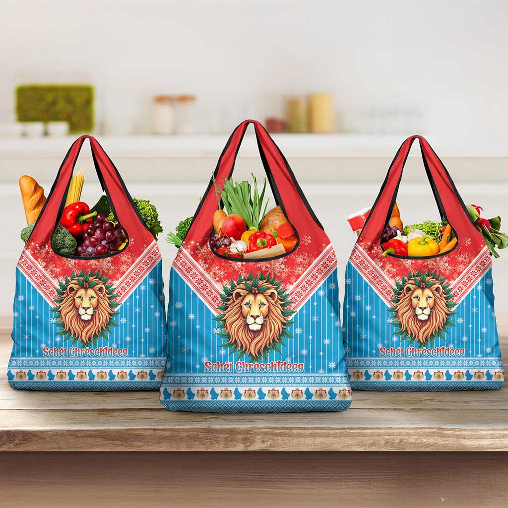Luxembourg Christmas Grocery Bag Schei Chreschtdeeg Xmas Pattern - Wonder Print Shop