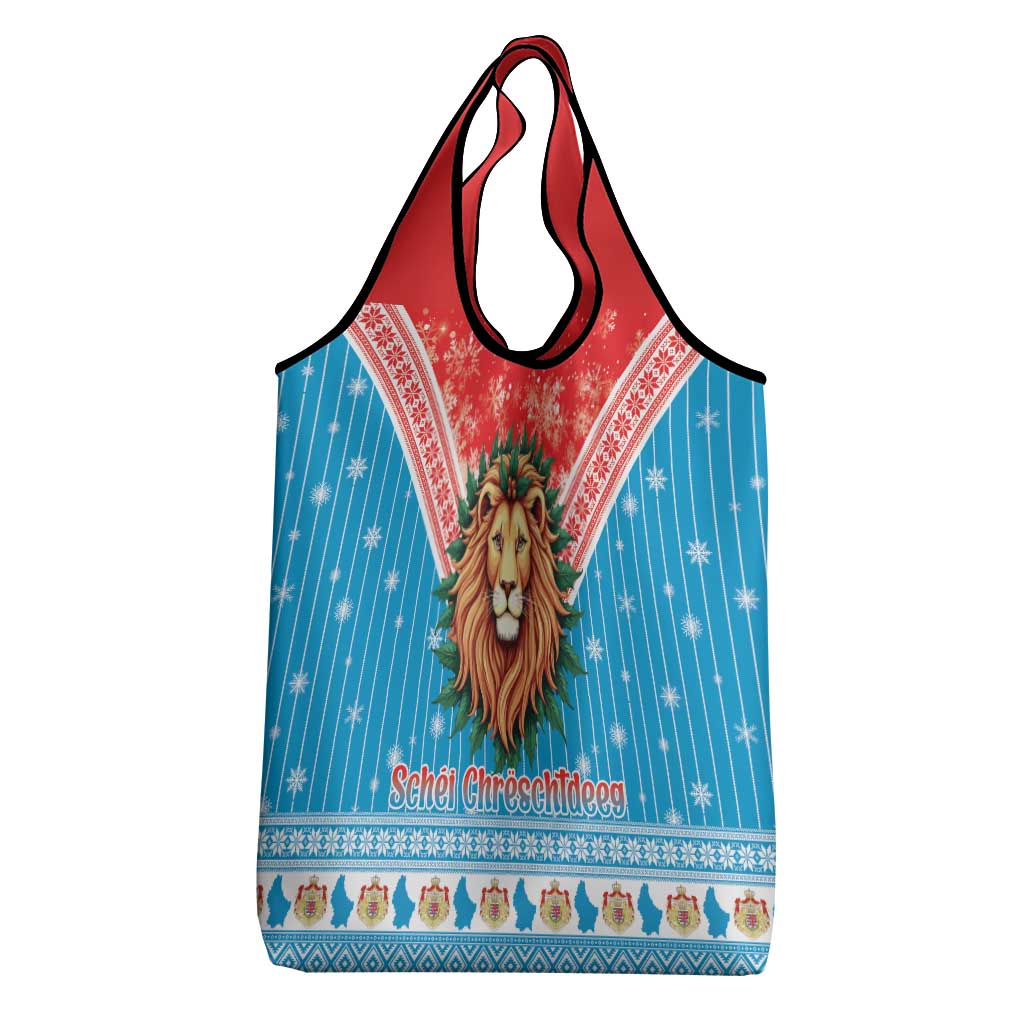 Luxembourg Christmas Grocery Bag Schei Chreschtdeeg Xmas Pattern - Wonder Print Shop