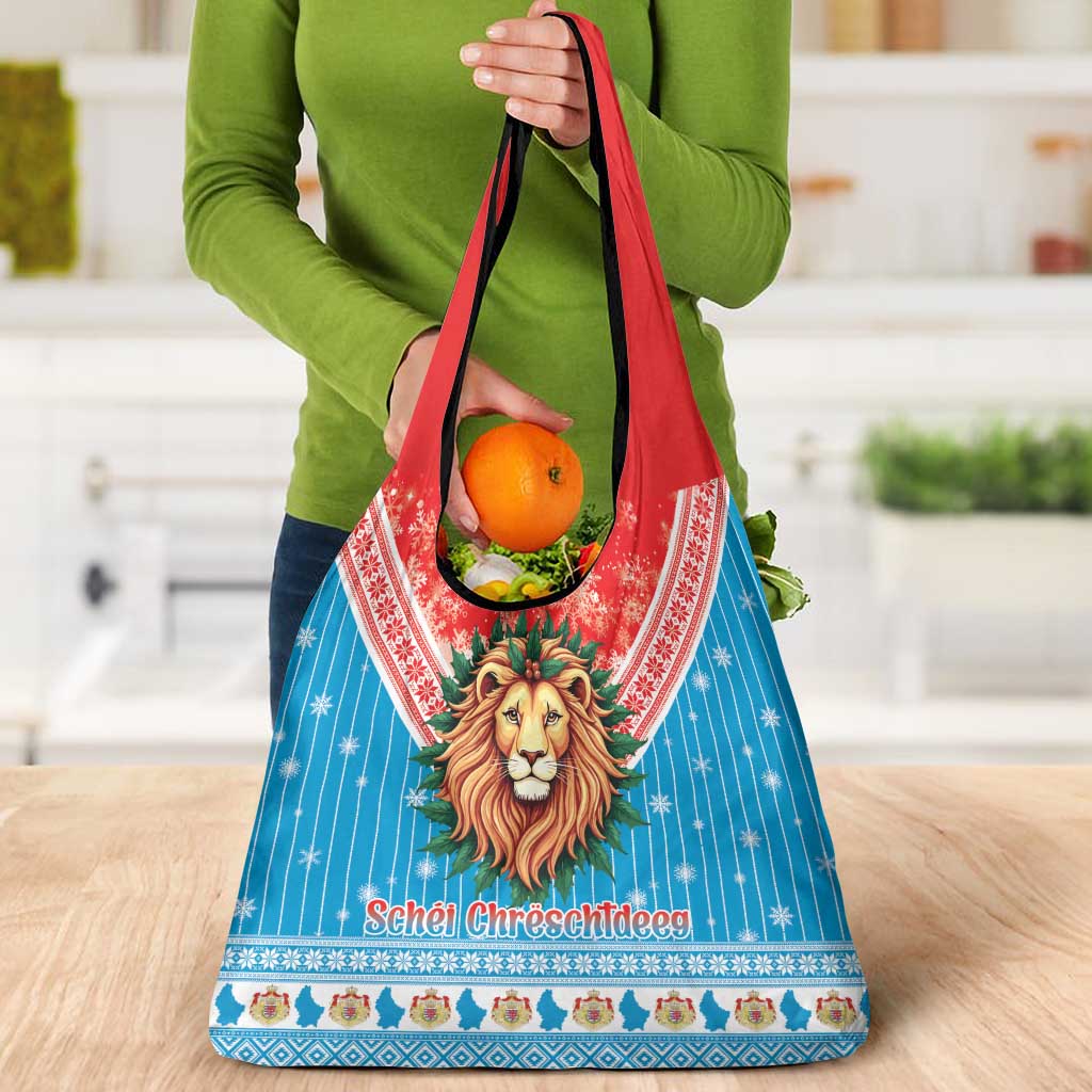 Luxembourg Christmas Grocery Bag Schei Chreschtdeeg Xmas Pattern - Wonder Print Shop