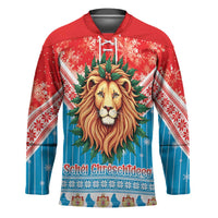 Luxembourg Christmas Hockey Jersey Schei Chreschtdeeg Xmas Pattern - Wonder Print Shop