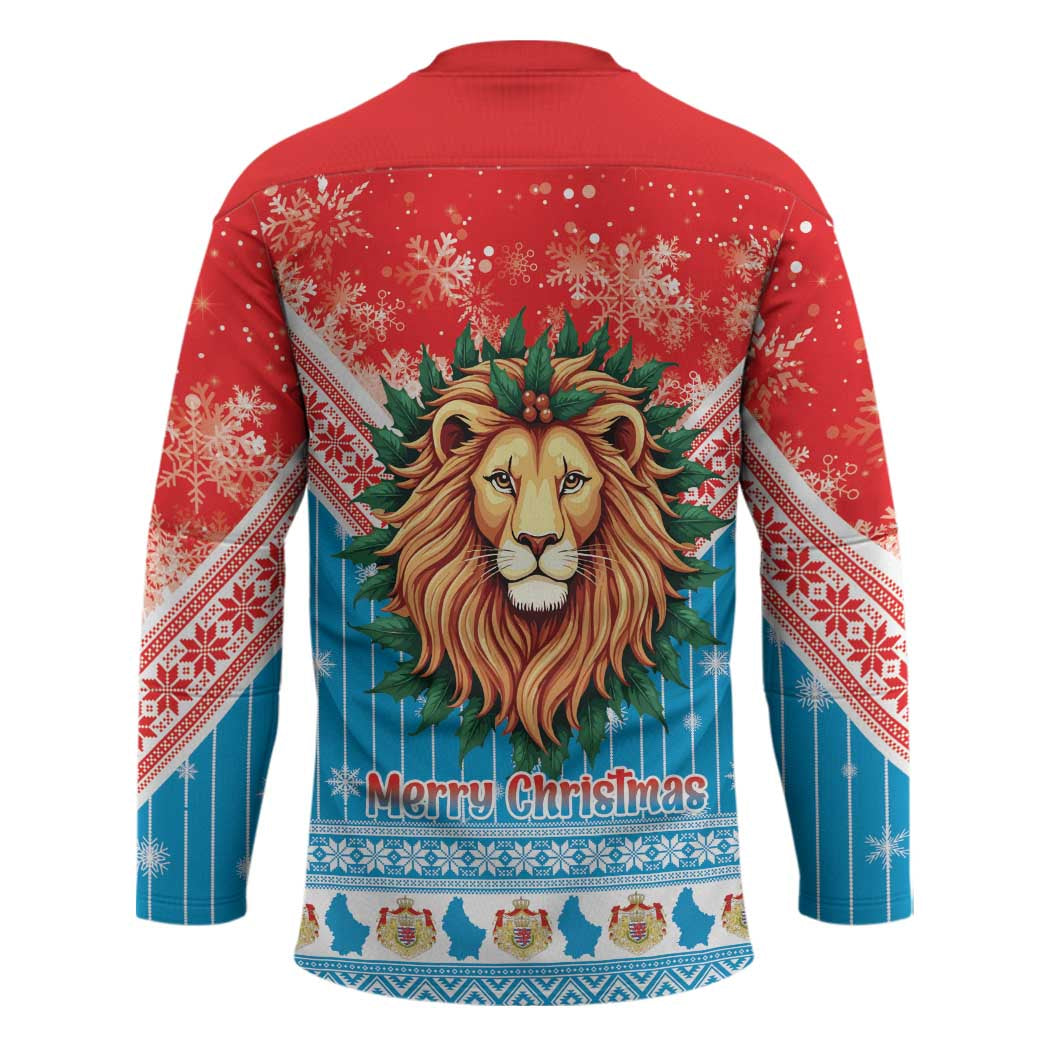 Luxembourg Christmas Hockey Jersey Schei Chreschtdeeg Xmas Pattern - Wonder Print Shop