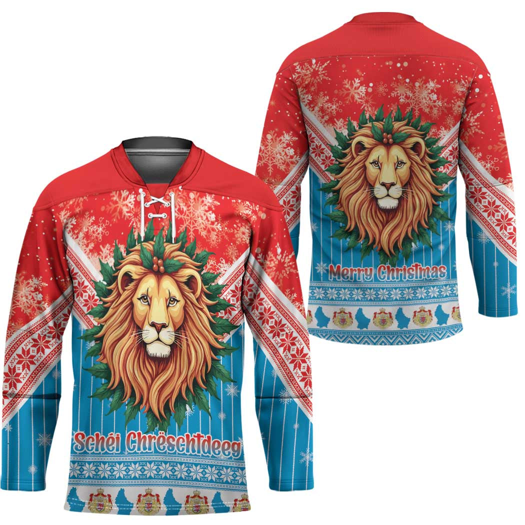 Luxembourg Christmas Hockey Jersey Schei Chreschtdeeg Xmas Pattern - Wonder Print Shop