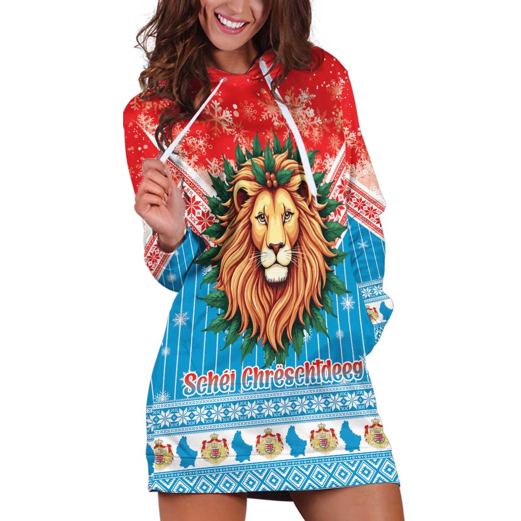 Luxembourg Christmas Hoodie Dress Schei Chreschtdeeg Xmas Pattern - Wonder Print Shop