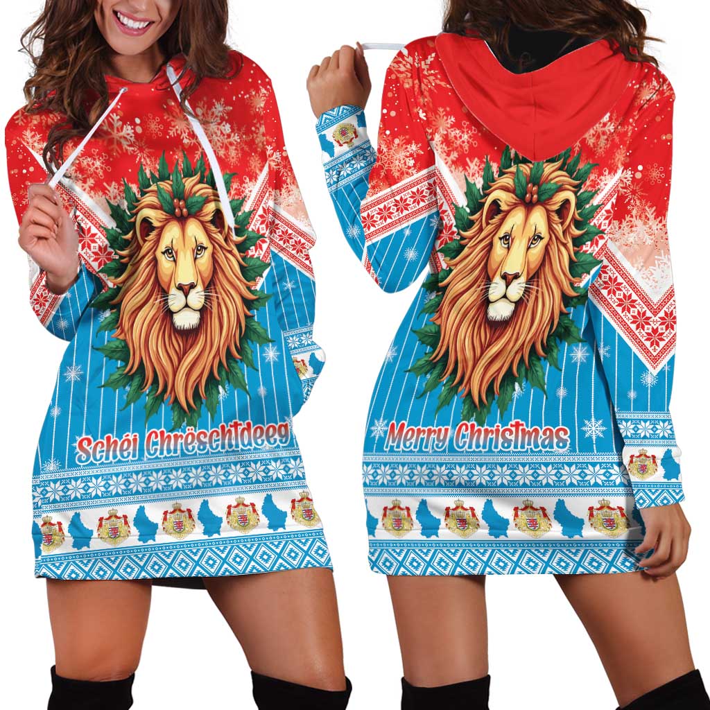 Luxembourg Christmas Hoodie Dress Schei Chreschtdeeg Xmas Pattern - Wonder Print Shop