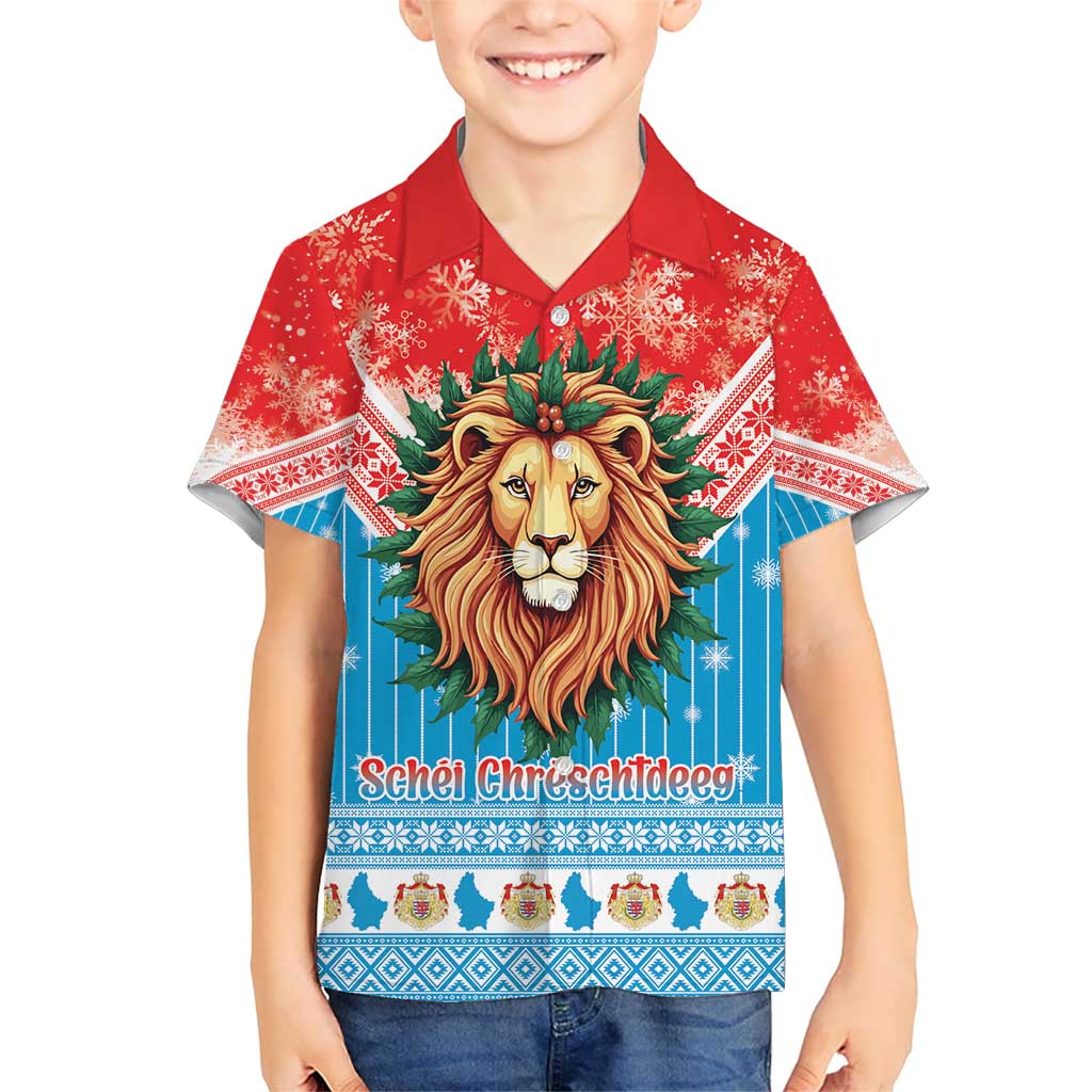 Luxembourg Christmas Kid Hawaiian Shirt Schei Chreschtdeeg Xmas Pattern - Wonder Print Shop