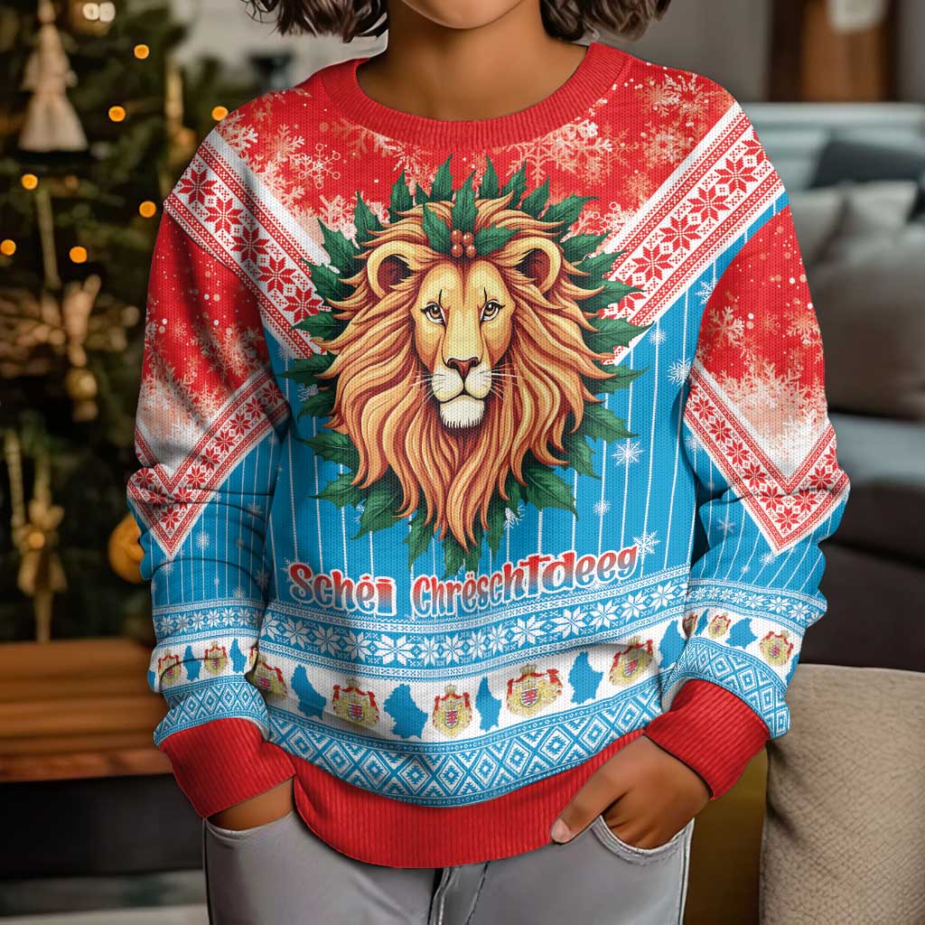 Luxembourg Christmas Kid Ugly Christmas Sweater Schei Chreschtdeeg Xmas Pattern - Wonder Print Shop
