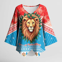 Luxembourg Christmas Kimono Sleeve Blouse Schei Chreschtdeeg Xmas Pattern - Wonder Print Shop