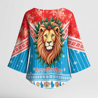 Luxembourg Christmas Kimono Sleeve Blouse Schei Chreschtdeeg Xmas Pattern - Wonder Print Shop