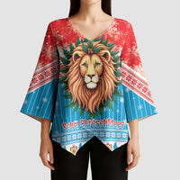 Luxembourg Christmas Kimono Sleeve Blouse Schei Chreschtdeeg Xmas Pattern - Wonder Print Shop