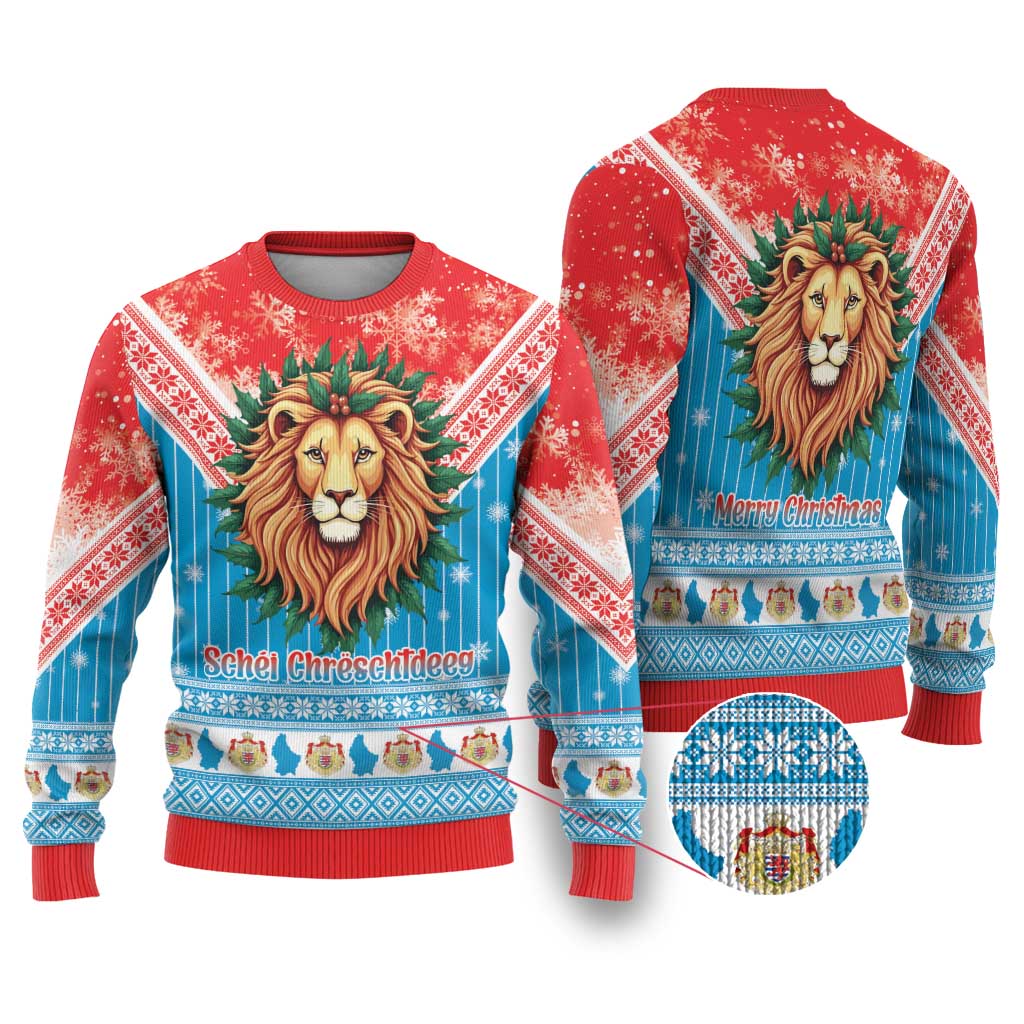 Luxembourg Christmas Ugly Christmas Sweater Schei Chreschtdeeg Xmas Pattern - Wonder Print Shop