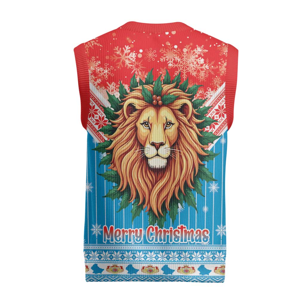 Luxembourg Christmas Knitted V-Neck Vest Schei Chreschtdeeg Xmas Pattern - Wonder Print Shop