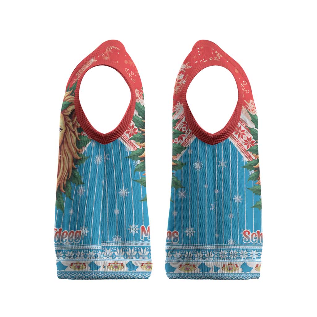 Luxembourg Christmas Knitted V-Neck Vest Schei Chreschtdeeg Xmas Pattern - Wonder Print Shop