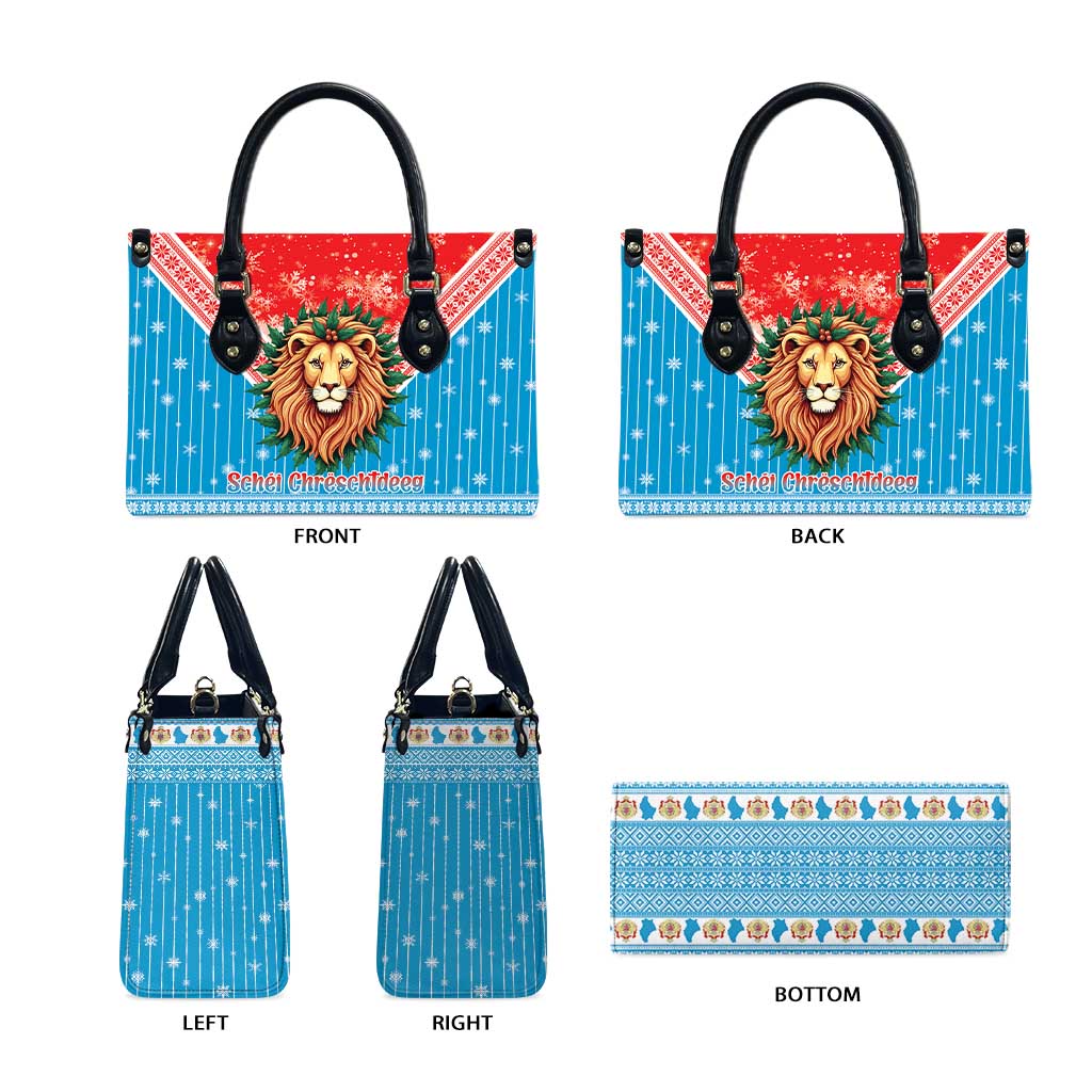 Luxembourg Christmas Leather Bag Schei Chreschtdeeg Xmas Pattern - Wonder Print Shop