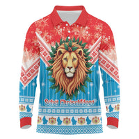 Luxembourg Christmas Long Sleeve Polo Shirt Schei Chreschtdeeg Xmas Pattern - Wonder Print Shop