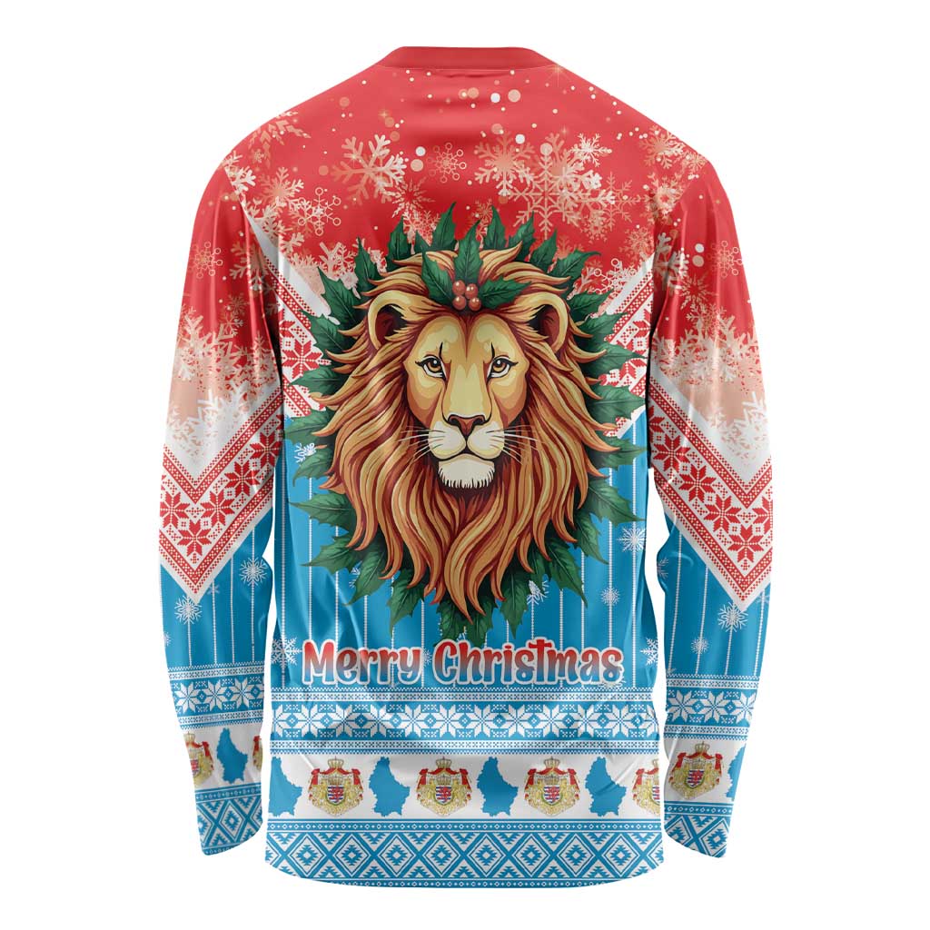 Luxembourg Christmas Long Sleeve Shirt Schei Chreschtdeeg Xmas Pattern - Wonder Print Shop