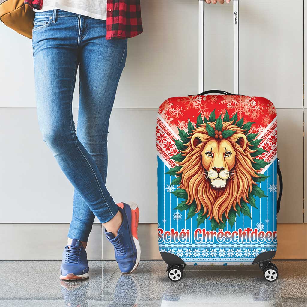 Luxembourg Christmas Luggage Cover Schei Chreschtdeeg Xmas Pattern - Wonder Print Shop