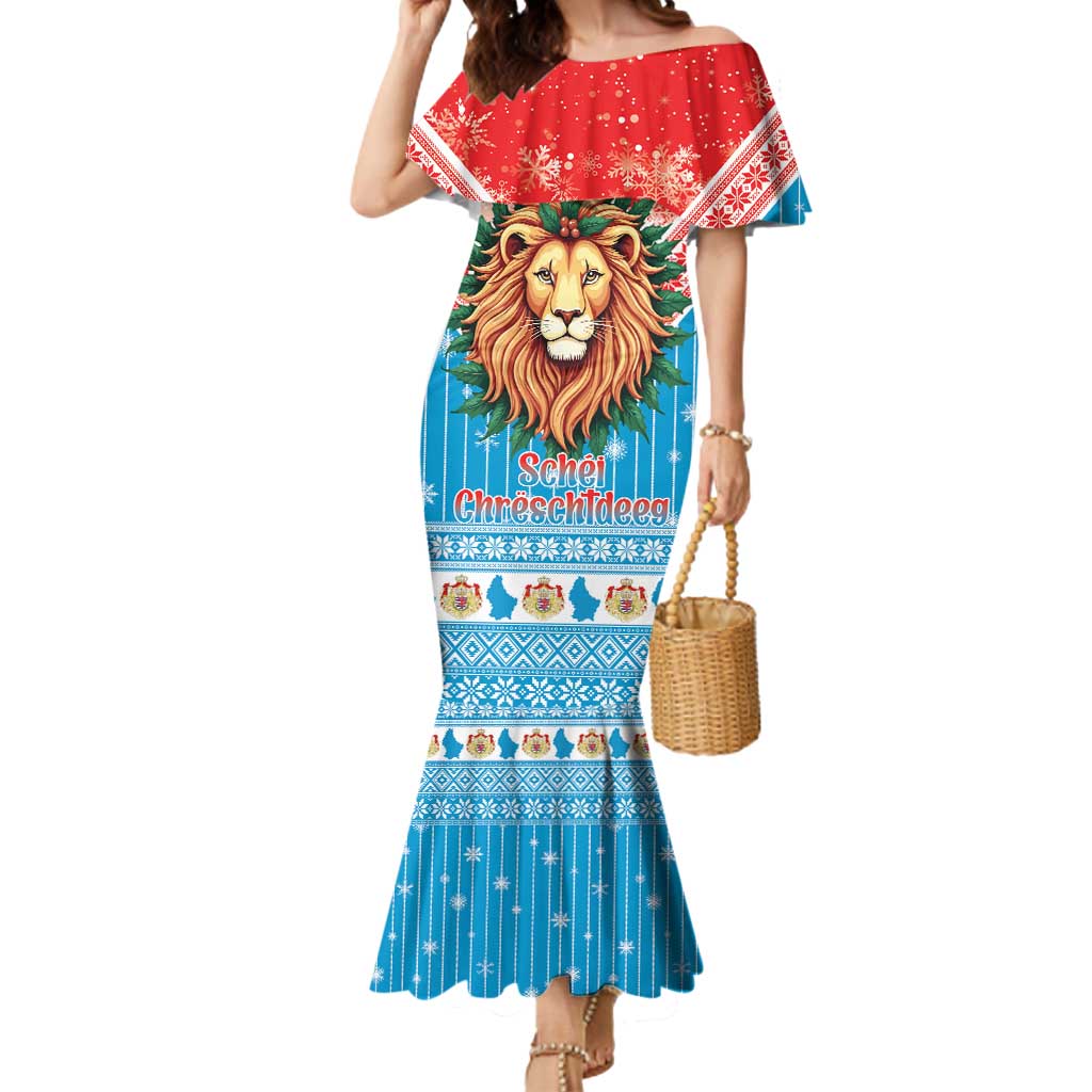Luxembourg Christmas Mermaid Dress Schei Chreschtdeeg Xmas Pattern - Wonder Print Shop