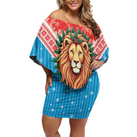 Luxembourg Christmas Off Shoulder Short Dress Schei Chreschtdeeg Xmas Pattern - Wonder Print Shop