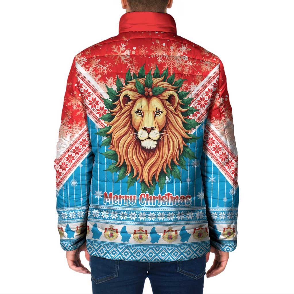 Luxembourg Christmas Padded Jacket Schei Chreschtdeeg Xmas Pattern - Wonder Print Shop