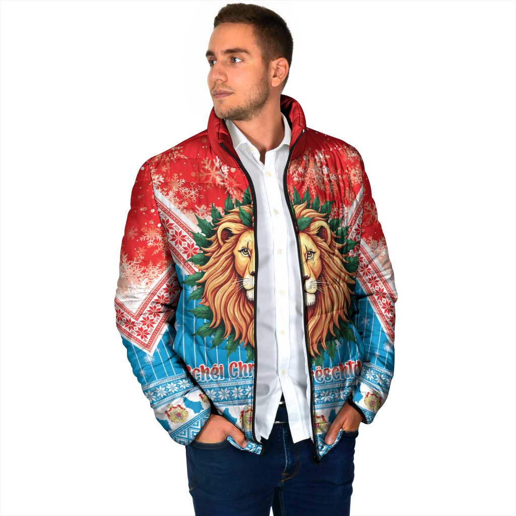 Luxembourg Christmas Padded Jacket Schei Chreschtdeeg Xmas Pattern - Wonder Print Shop