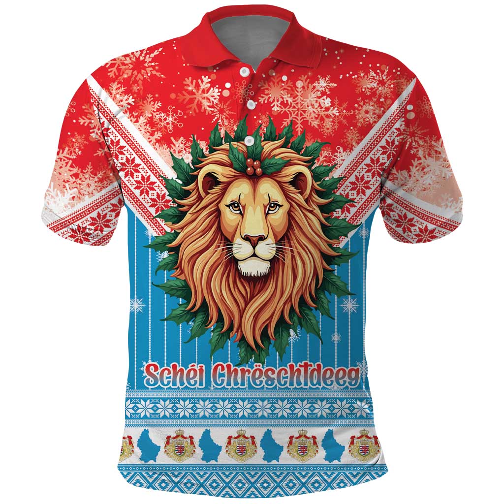 Luxembourg Christmas Polo Shirt Schei Chreschtdeeg Xmas Pattern - Wonder Print Shop