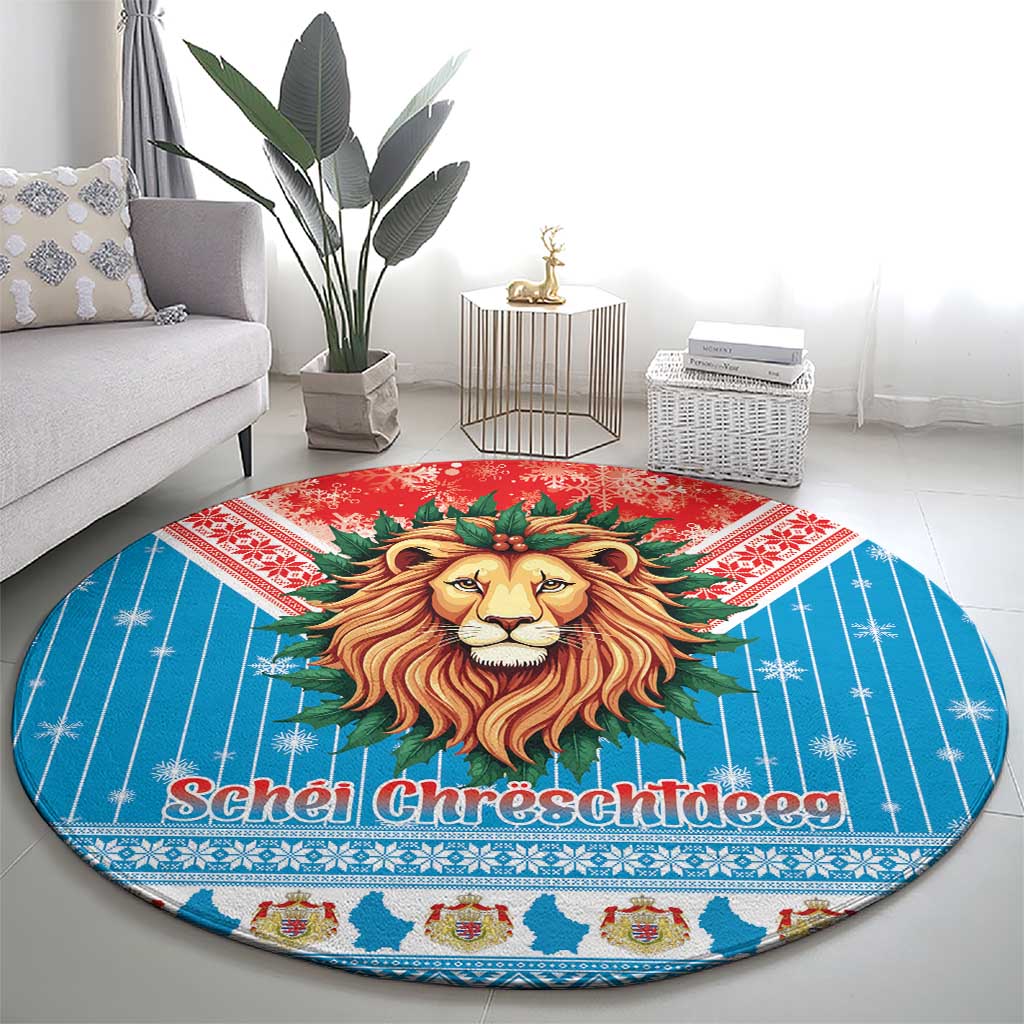 Luxembourg Christmas Round Carpet Schei Chreschtdeeg Xmas Pattern - Wonder Print Shop