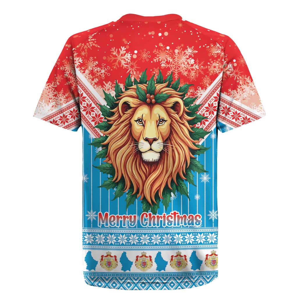 Luxembourg Christmas Rugby Jersey Schei Chreschtdeeg Xmas Pattern - Wonder Print Shop