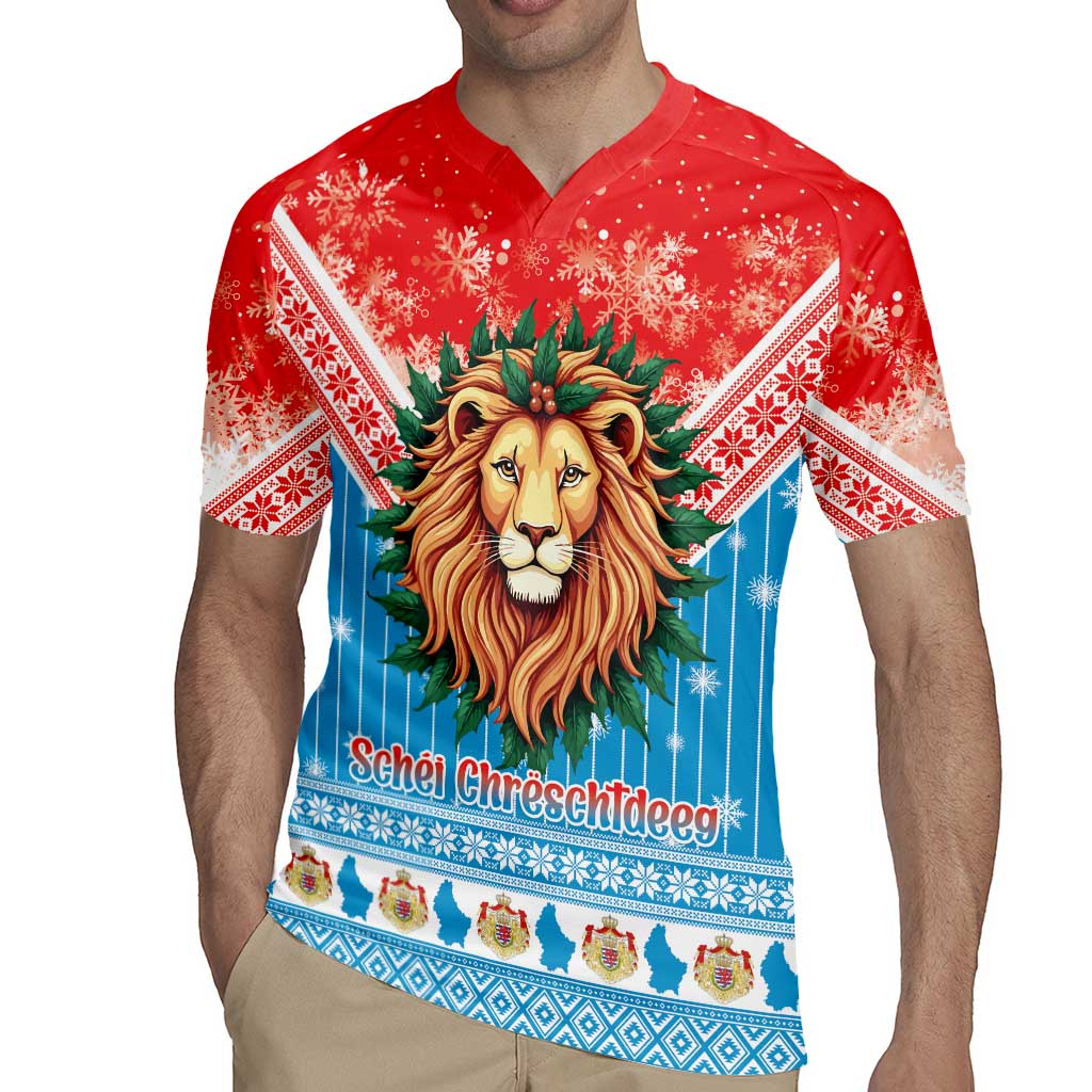 Luxembourg Christmas Rugby Jersey Schei Chreschtdeeg Xmas Pattern - Wonder Print Shop
