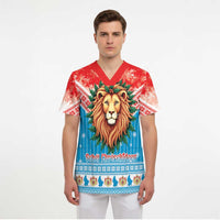 Luxembourg Christmas Scrub Top Schei Chreschtdeeg Xmas Pattern - Wonder Print Shop