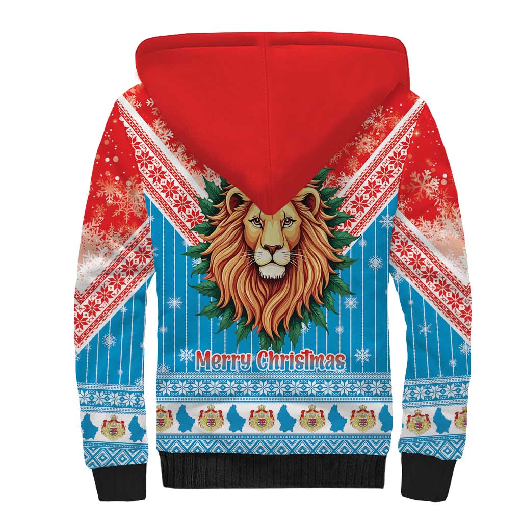 Luxembourg Christmas Sherpa Hoodie Schei Chreschtdeeg Xmas Pattern - Wonder Print Shop