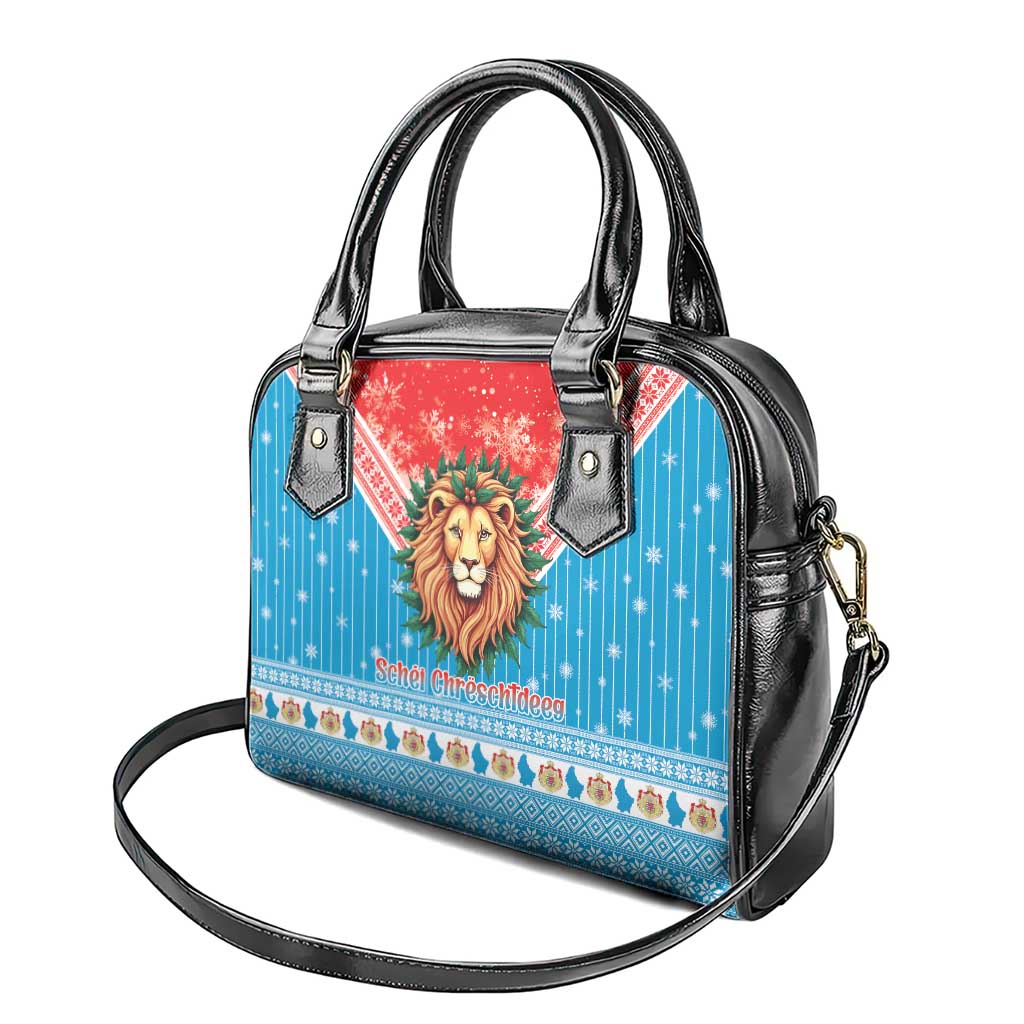 Luxembourg Christmas Shoulder Handbag Schei Chreschtdeeg Xmas Pattern - Wonder Print Shop